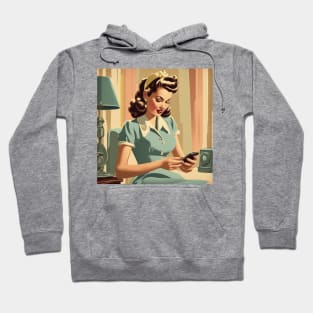 Vintage  Revival Smartphone Mobile Chat Texting Pin Up Girl Hoodie